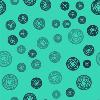 Siyah çizgili yıldız falı dairesi, zodyak ikonu, yeşil arka planda izole edilmiş pürüzsüz desen. Vektör İllüstrasyonu