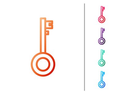 Kırmızı çizgi Korsan anahtar simgesi beyaz arkaplanda izole edildi. Renk simgelerini ayarla. Vektör İllüstrasyonu