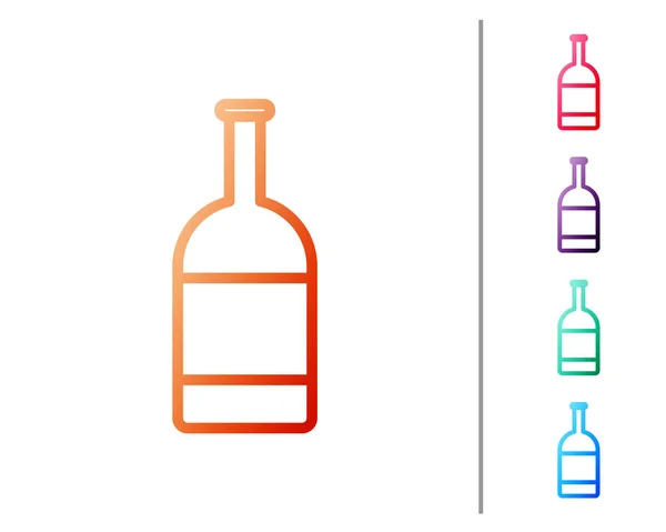 Ligne rouge icône bouteille de bière isolé sur fond blanc. Définir des icônes de couleur. Illustration vectorielle — Image vectorielle