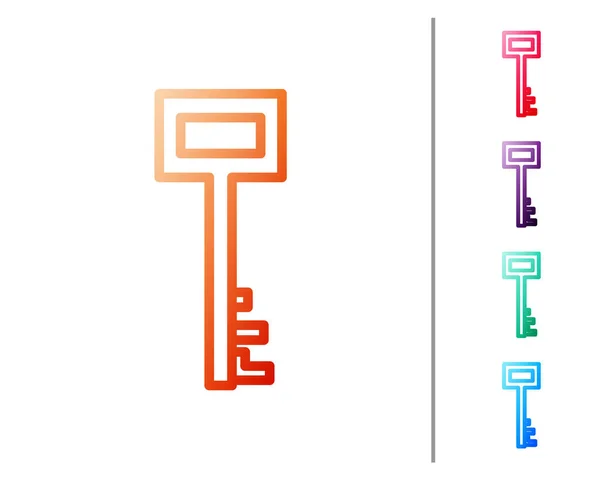 Línea roja Icono clave pirata aislado sobre fondo blanco. Establecer iconos de color. Ilustración vectorial — Vector de stock