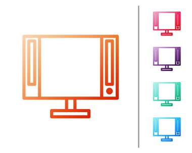 Kırmızı çizgi Akıllı TV simgesi beyaz arkaplanda izole edildi. Televizyon tabelası. Renk simgelerini ayarla. Vektör İllüstrasyonu