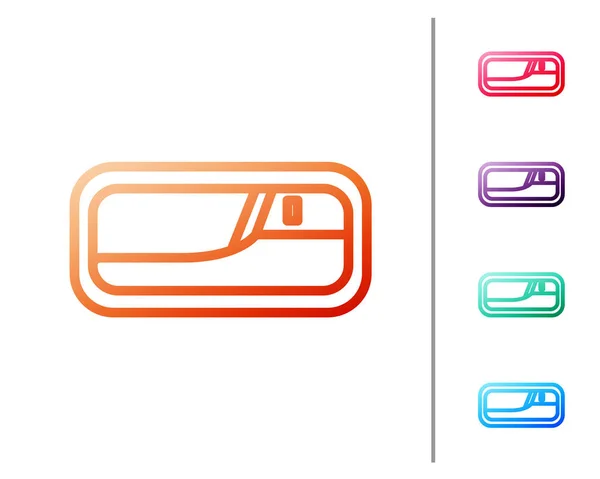 Rote Linie Auto Türgriff Symbol isoliert auf weißem Hintergrund. Farbsymbole setzen. Vektorillustration — Stockvektor