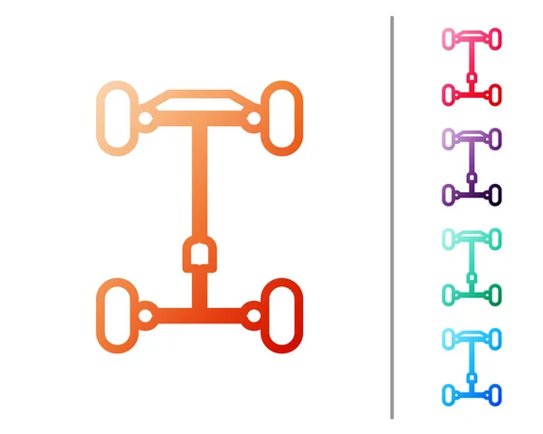 Red Line Chassis ícone do carro isolado no fundo branco. Definir ícones de cor. Ilustração vetorial — Vetor de Stock