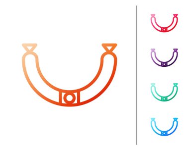 Beyaz arka planda izole edilmiş buhar ikonlu kırmızı çizgi sosisi. Izgara sosis ve aroma işareti. Renk simgelerini ayarla. Vektör İllüstrasyonu