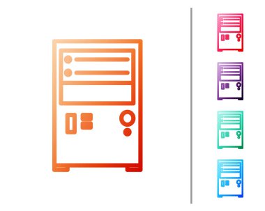 Kırmızı çizgi Bilgisayar simgesi beyaz arkaplanda izole edildi. Bilgisayar bileşeni işareti. Renk simgelerini ayarla. Vektör İllüstrasyonu