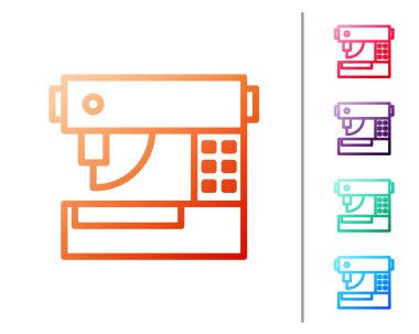 Kırmızı çizgi dikiş makinesi simgesi beyaz arkaplanda izole edildi. Renk simgelerini ayarla. Vektör İllüstrasyonu