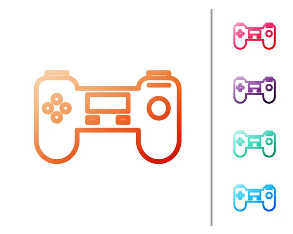Ligne rouge icône Gamepad isolé sur fond blanc. Contrôleur de jeu. Définir des icônes de couleur. Illustration vectorielle — Image vectorielle
