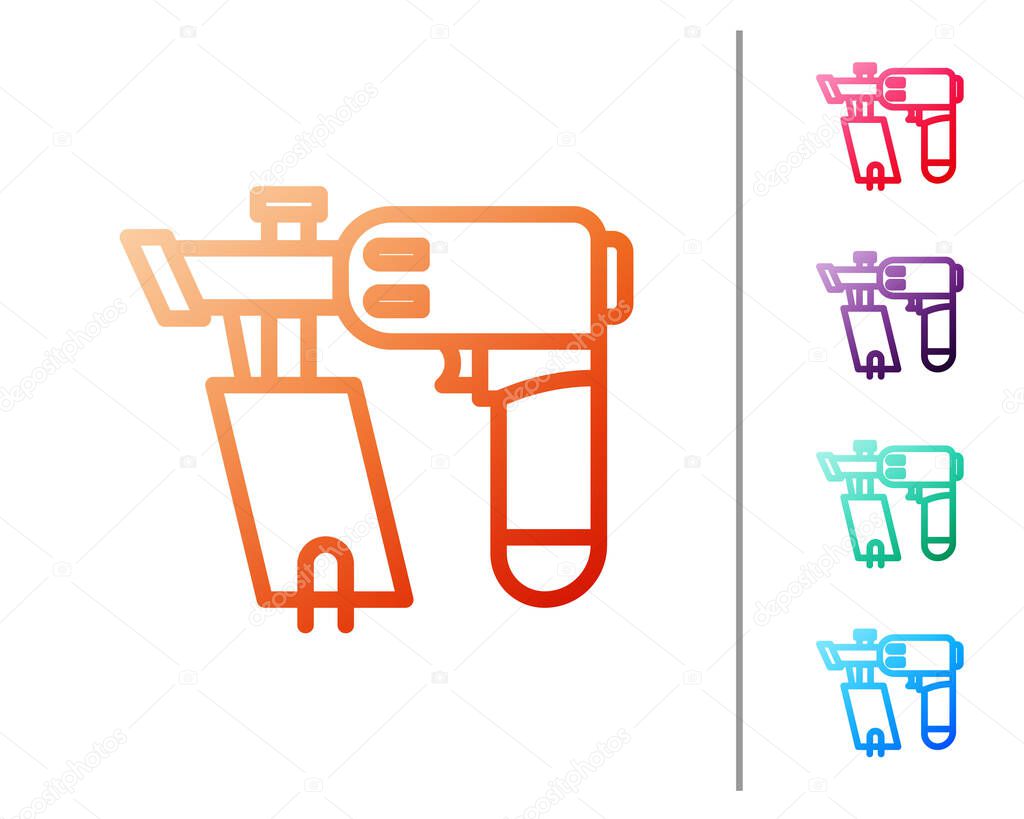 Red line Nail gun icon isolated on white background. Set color icons. Vector Illustration