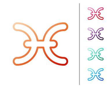 Kırmızı çizgi Balık burcu simgesi beyaz arka planda izole edilmiş. Astrolojik yıldız falı koleksiyonu. Renk simgelerini ayarla. Vektör İllüstrasyonu