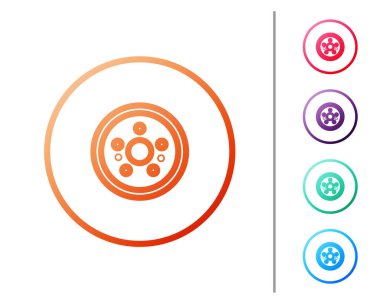 Kırmızı çizgi araba fren diski simgesi beyaz arkaplanda izole edildi. Renk simgelerini ayarla. Vektör İllüstrasyonu