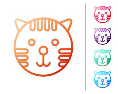 Kırmızı çizgi Kaplan burç simgesi beyaz arka planda izole edildi. Astrolojik yıldız falı koleksiyonu. Renk simgelerini ayarla. Vektör İllüstrasyonu