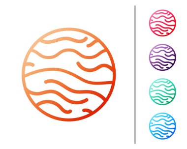 Kırmızı çizgi Venüs ikonu beyaz arka planda izole edildi. Renk simgelerini ayarla. Vektör İllüstrasyonu