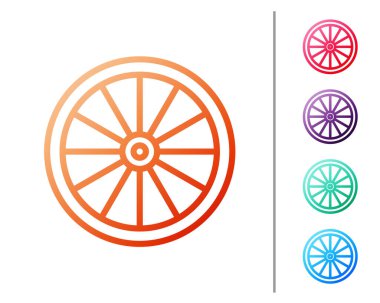 Kırmızı çizgi Araba Tekerleği simgesi beyaz arkaplanda izole edildi. Renk simgelerini ayarla. Vektör İllüstrasyonu