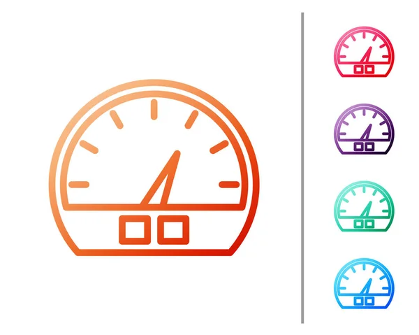 Rote Linie Tacho-Symbol isoliert auf weißem Hintergrund. Farbsymbole setzen. Vektorillustration — Stockvektor