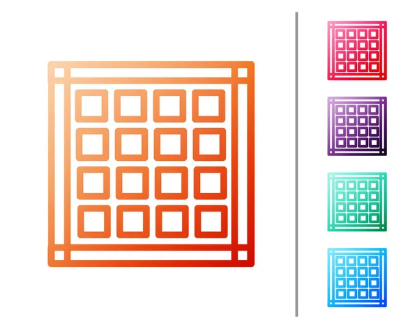 Linha vermelha ícone guardanapo xadrez isolado no fundo branco. Definir ícones de cor. Ilustração vetorial — Vetor de Stock