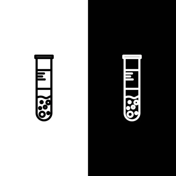 Állítsa Vizsgálati Cső Lombik Kémiai Laboratóriumi Vizsgálati Ikon Izolált Fekete — Stock Vector