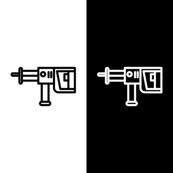 Ligne Réglage Icône Perceuse Marteau Rotative Électrique Isolée Sur Fond — Image vectorielle