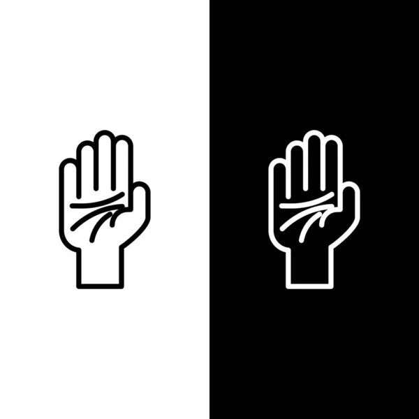 Ρυθμίστε Γραμμή Palmistry Της Εικόνας Χέρι Απομονώνονται Μαύρο Και Άσπρο — Διανυσματικό Αρχείο