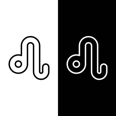 Leo burç simgesini siyah beyaz arkaplanda izole et. Astrolojik yıldız falı koleksiyonu. Vektör İllüstrasyonu