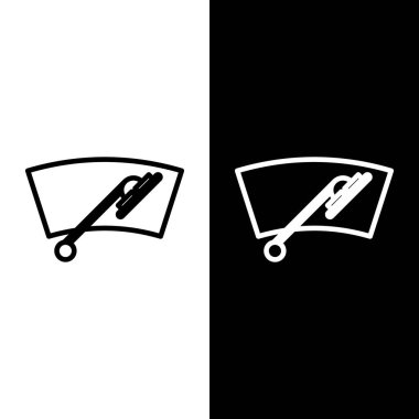 Çizgi Windscreen sileceği simgesini siyah ve beyaz arkaplanda izole et. Vektör İllüstrasyonu