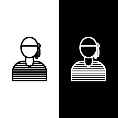 Sailor kaptanı simgesi siyah beyaz arka planda izole edildi. Vektör İllüstrasyonu