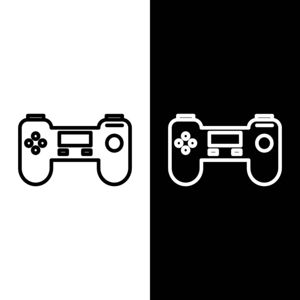 Establecer Línea Gamepad Icono Aislado Sobre Fondo Blanco Negro Controlador — Archivo Imágenes Vectoriales