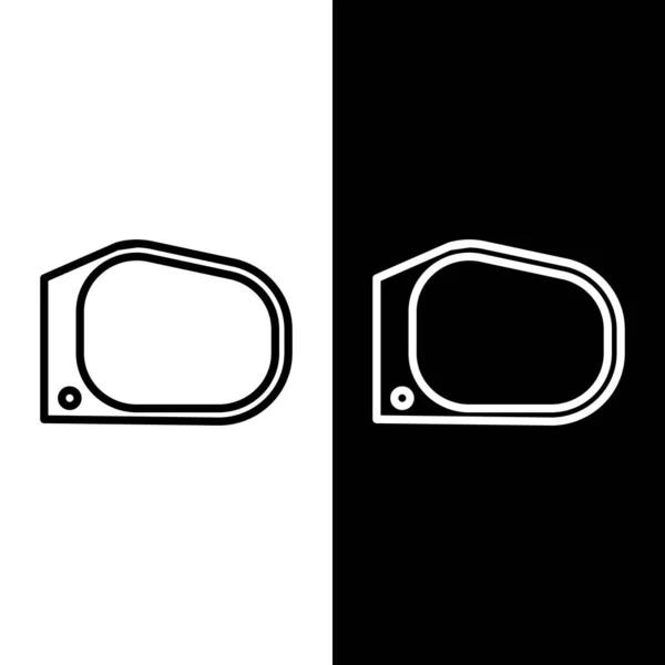 Impostare Linea Icona Specchio Auto Isolato Sfondo Bianco Nero Illustrazione — Vettoriale Stock