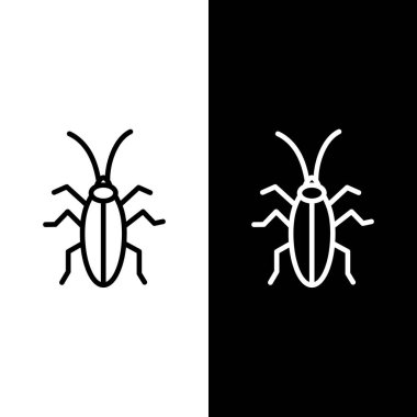 Hamamböceği simgesini siyah beyaz arkaplanda izole et. Vektör İllüstrasyonu