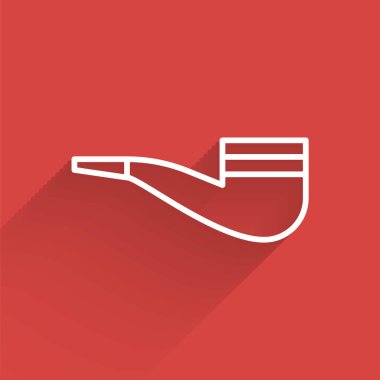 Duman ikonlu sigara piposu uzun gölgeli, beyaz çizgi. Tütün piposu. Vektör İllüstrasyonu