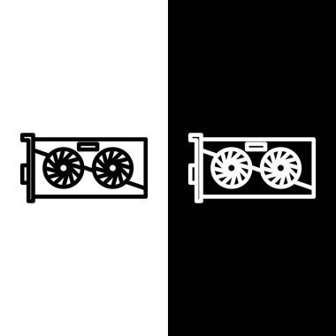 Görüntü kartı simgesini siyah ve beyaz arkaplanda izole et. Vektör İllüstrasyonu