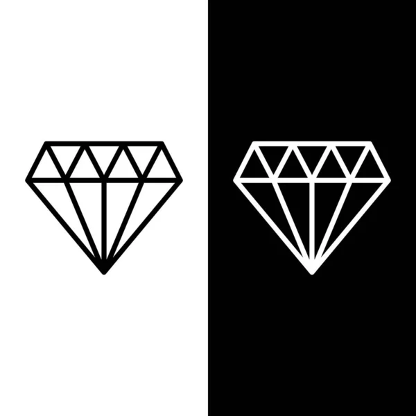 Set Line Diamond Icon Isolated Black White Background Jewelry Symbol — Stock Vector