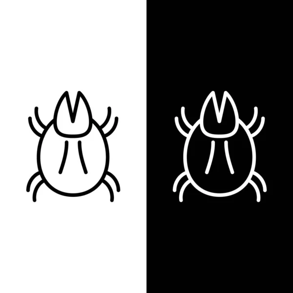 Set Line Parasite Mite Icon Isolated Black White Background Vector — Stock Vector