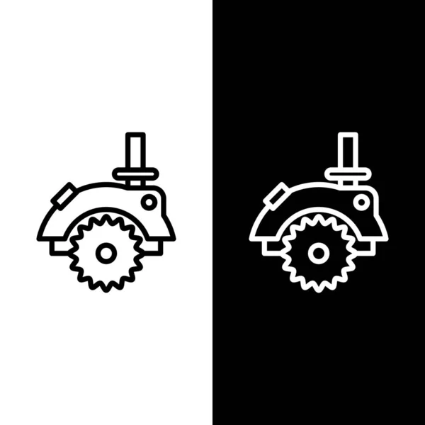 Встановіть Лінію Електрична Циркулярна Пилка Сталевим Зубчастим Диском Ізольовано Чорно — стоковий вектор
