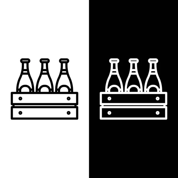 Set Line Pack Botellas Cerveza Icono Aislado Sobre Fondo Blanco — Vector de stock