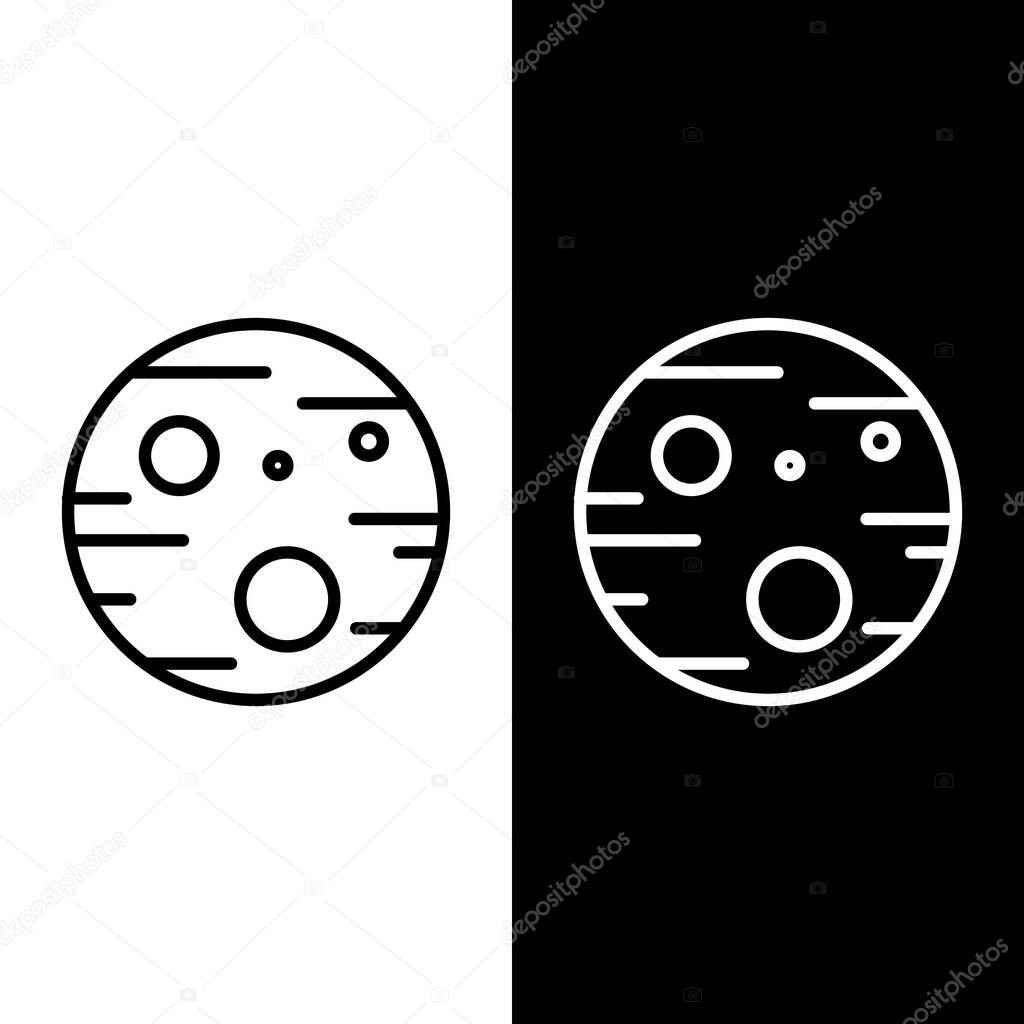 Set line Planet Mars icon isolated on black and white background.  Vector Illustration