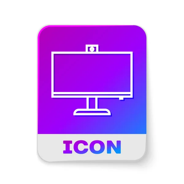 Línea Blanca Icono Monitor Computadora Aislado Sobre Fondo Blanco Signo — Vector de stock