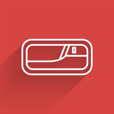 Beyaz çizgili araba kapı kolu ikonu uzun gölgeli. Vektör İllüstrasyonu