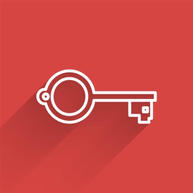 Beyaz çizgi Eskiler 'in uzun gölgeli oyun simgesi için anahtarı. Vektör İllüstrasyonu