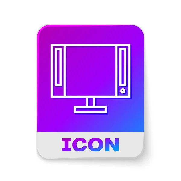 Línea Blanca Smart Icono Aislado Sobre Fondo Blanco Señal Televisión — Vector de stock