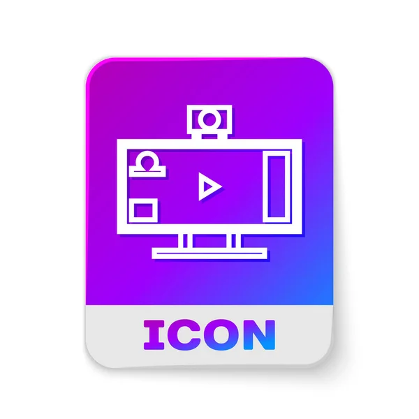 White Line Live Streaming Online Videogame Play Icon Isolated White — Stock Vector