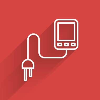 Beyaz çizgi sensör simgesi uzun gölgeli izole edildi. Vektör İllüstrasyonu