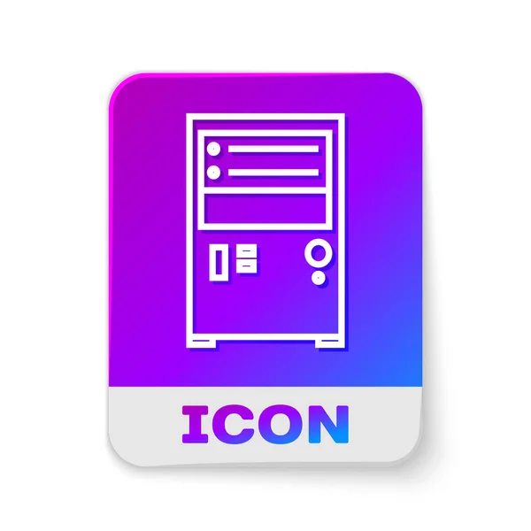 Línea Blanca Icono Ordenador Aislado Sobre Fondo Blanco Signo Componente — Vector de stock