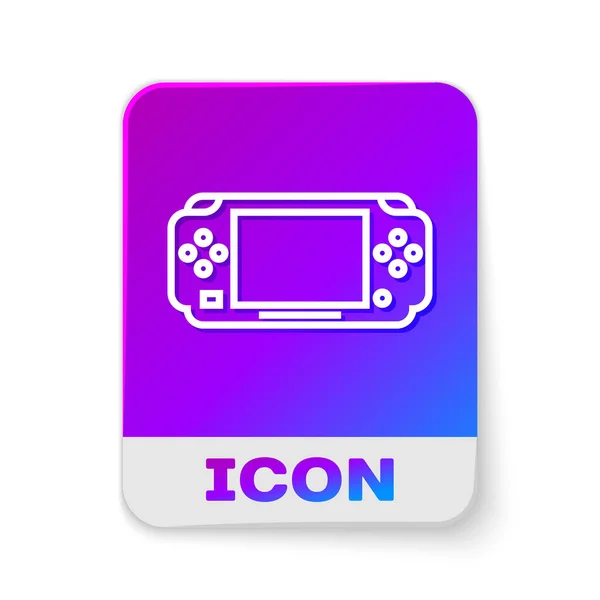 White Line Portable Video Game Console Icon Isolated White Background — Stock Vector