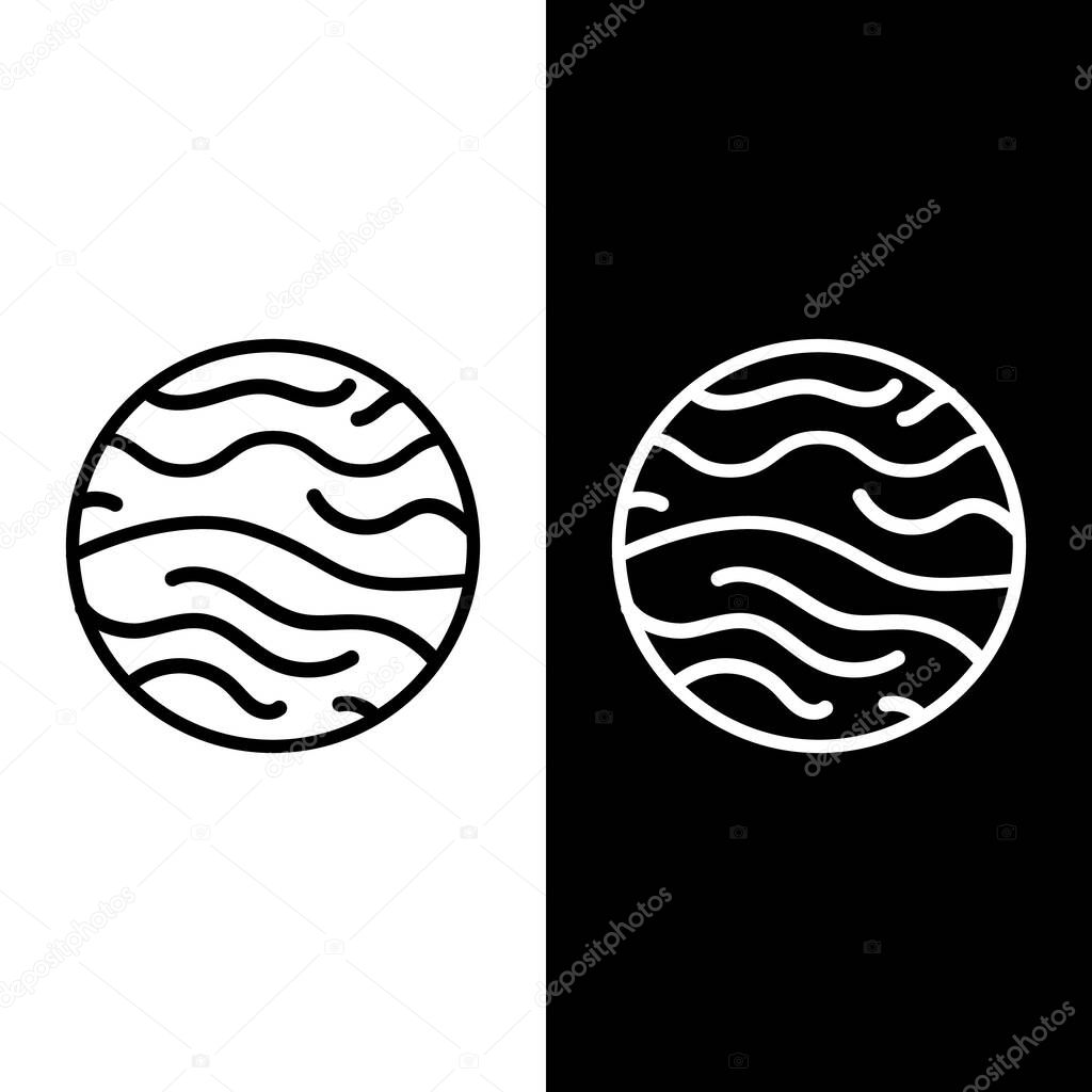 Set line Planet Venus icon isolated on black and white background.  Vector Illustration