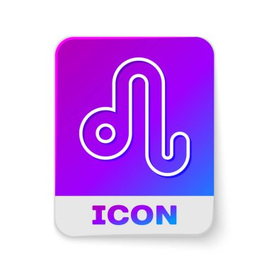 Beyaz çizgi Leo burç simgesi beyaz arka planda izole edildi. Astrolojik yıldız falı koleksiyonu. Dikdörtgen renk düğmesi. Vektör İllüstrasyonu