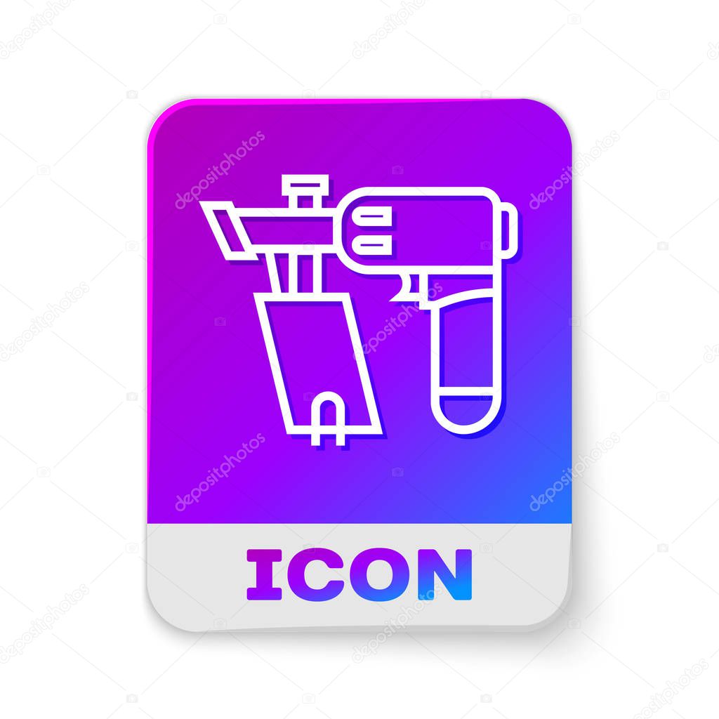 White line Nail gun icon isolated on white background. Rectangle color button. Vector Illustration