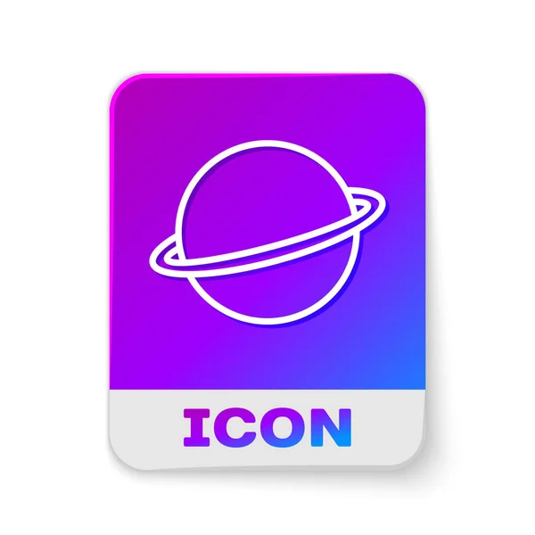 White Line Planet Saturn Planetary Ring System Icon Isolated White — ストックベクタ