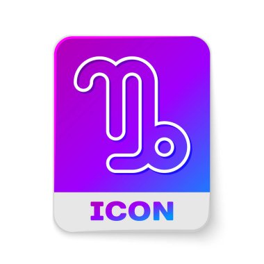 Beyaz çizgi Oğlak burcu simgesi beyaz arka planda izole edilmiş. Astrolojik yıldız falı koleksiyonu. Dikdörtgen renk düğmesi. Vektör İllüstrasyonu