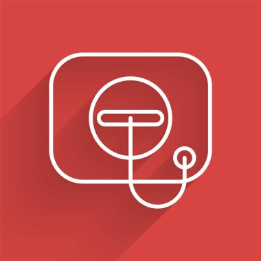 Benzin istasyonu ikonunda uzun gölgeli beyaz çizgi yağ dolgu kapağı açılıyor. Vektör İllüstrasyonu