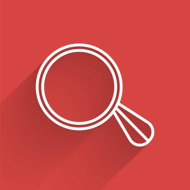 Beyaz çizgi araba ayna ikonu uzun gölgeli izole edilmiş. Vektör İllüstrasyonu